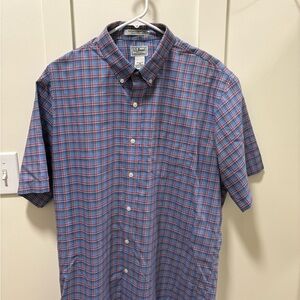 L.L. Bean Casual Blue and Red Checkered Shirt